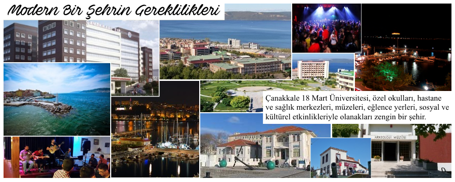 Çanakkale 18 Mart Üniversitesi, özel okulları, hastane ve sağlık merkezleri, müzeleri, eğlence yerleri, sosyal ve kültürel etkinlikleriyle olanakları zengin bir şehir: Çanakkale 