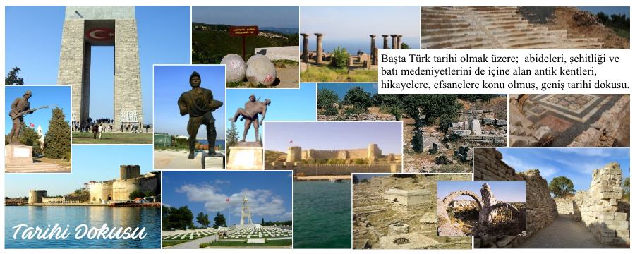 Başta Türk tarihi olmak üzere;  abideleri, şehitliği ve batı medeniyetlerini de içine alan antik kentleri, hikayelere, efsanelere konu olmuş, geniş tarihi dokusu ile vazgeçilmez şehir Çanakkale